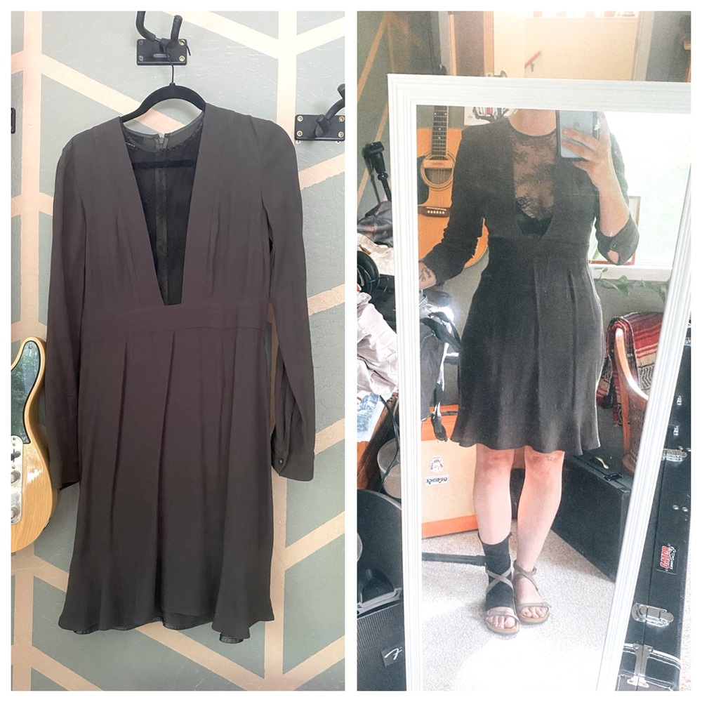 PINKO Goldrake Long Sleeve Midi dress with lace front